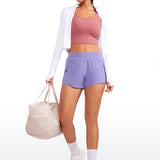 CRZ YOGA Women's Running Feathery-Fit Soft Spilt Quick Dry Lined Shorts Dark Lavender Purple