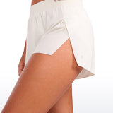 CRZ YOGA Women's Running Feathery-Fit Soft Spilt Quick Dry Lined Shorts Milky White