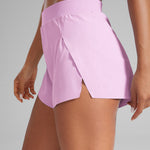 CRZ YOGA Women's Running Feathery-Fit Soft Spilt Quick Dry Lined Shorts Vita Pink