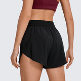 CRZ YOGA Women's Mid Waisted Dolphin Shorts 4" Hibiscus Purple