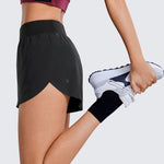 CRZ YOGA Women's Mid Waisted Dolphin Shorts 4" Hibiscus Purple