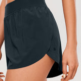 CRZ YOGA Women's Mid Waisted Dolphin Shorts 4" Black
