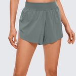 CRZ YOGA Women's Mid Waisted Dolphin Shorts 4" White