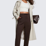 CRZ YOGA Women's Cotton Fleece Joggers with Pockets 28" Milky White