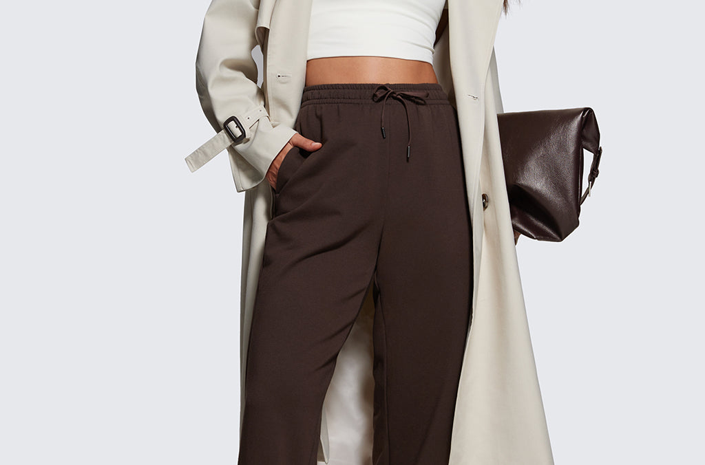 CRZ YOGA Women's Cotton Fleece Joggers with Pockets 28" Milky White