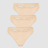 Women's Stretchy Low Rise Thongs 3 Pack Beige (3pack)