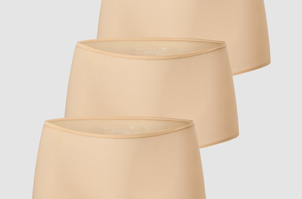 Women's Stretchy Mid Waist Boy Shorts 3 Pack Soft Tan (3pack)