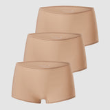 Women's Stretchy Mid Waist Boy Shorts 3 Pack Natural (3pack)