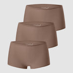 Women's Stretchy Mid Waist Boy Shorts 3 Pack Brown Purple (3pack)