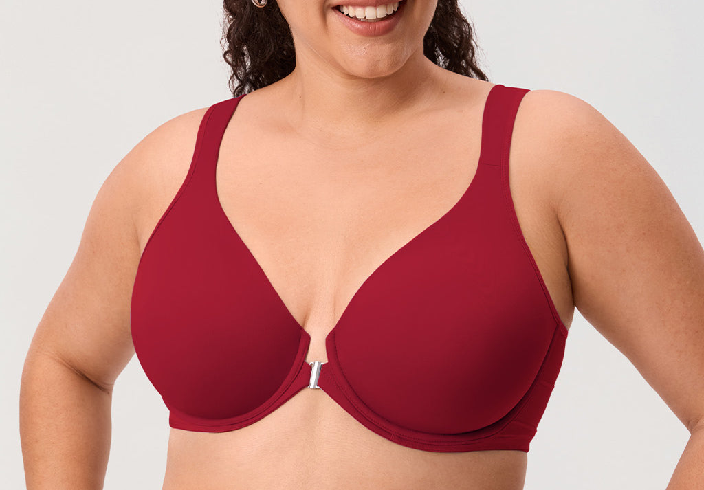 Women's Plunge Back Posture Bra Dark Red