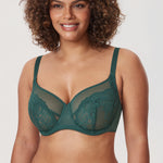 Women's Vintage Lace Unlined Bra Midnight Emerald