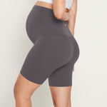 Women's Super High Waist Maternity Shorts 6" Coffee Brown