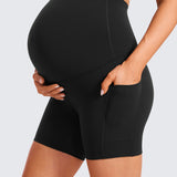 Women's Maternity Shorts with Pockets 5" Black