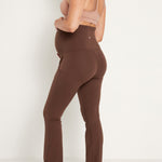 Women's Maternity Flare Leggings with Pockets 31" Coffee Brown
