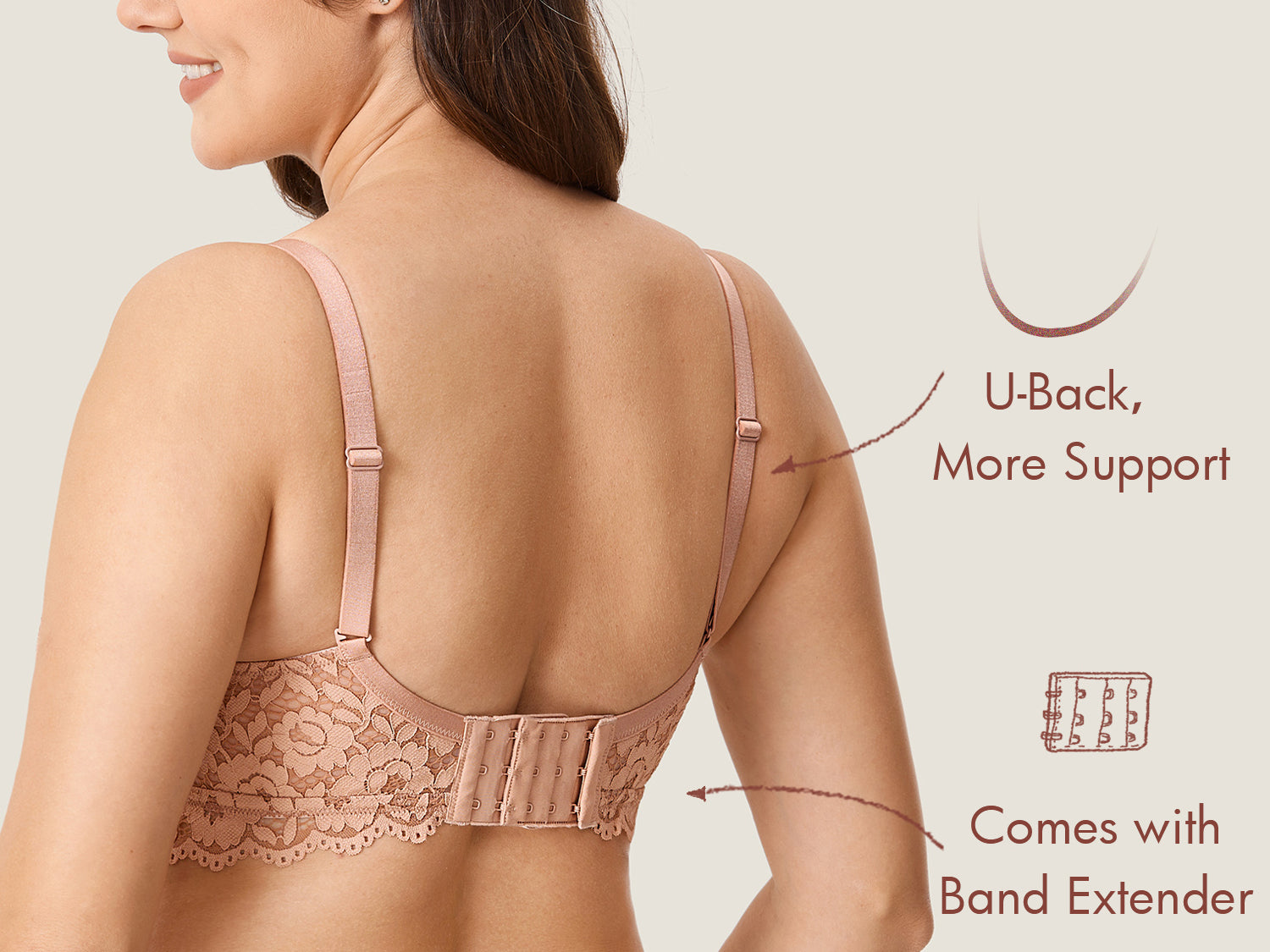 Women's Supportive Lace Nursing Bralette Cream Coffee